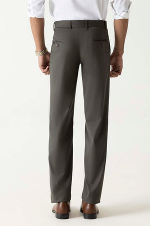Flat Front Comfort Regular Dark Grey Colour Formal Trouser