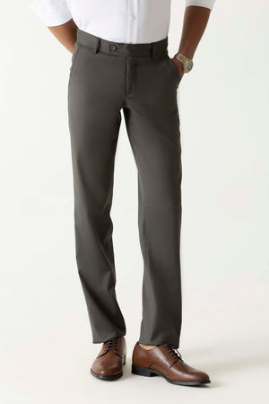 Flat Front Comfort Regular Dark Grey Colour Formal Trouser