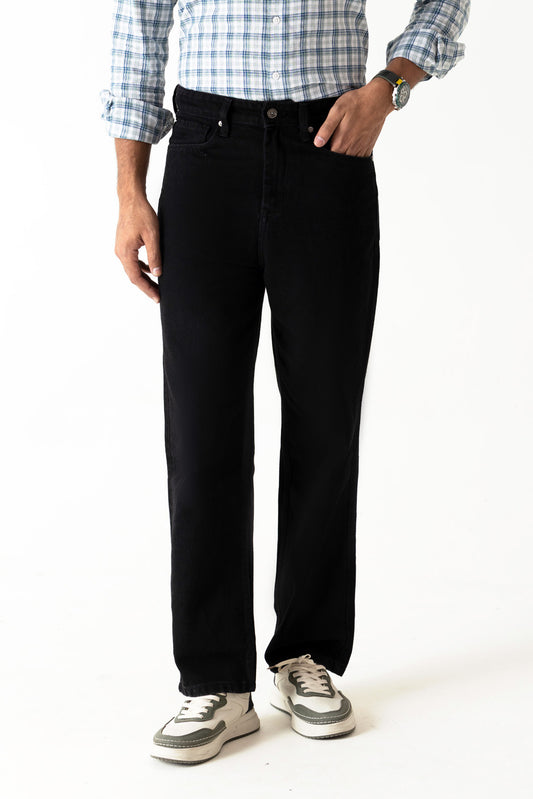 Relaxed Straight Black Colour Regular Five Pocket Jeans