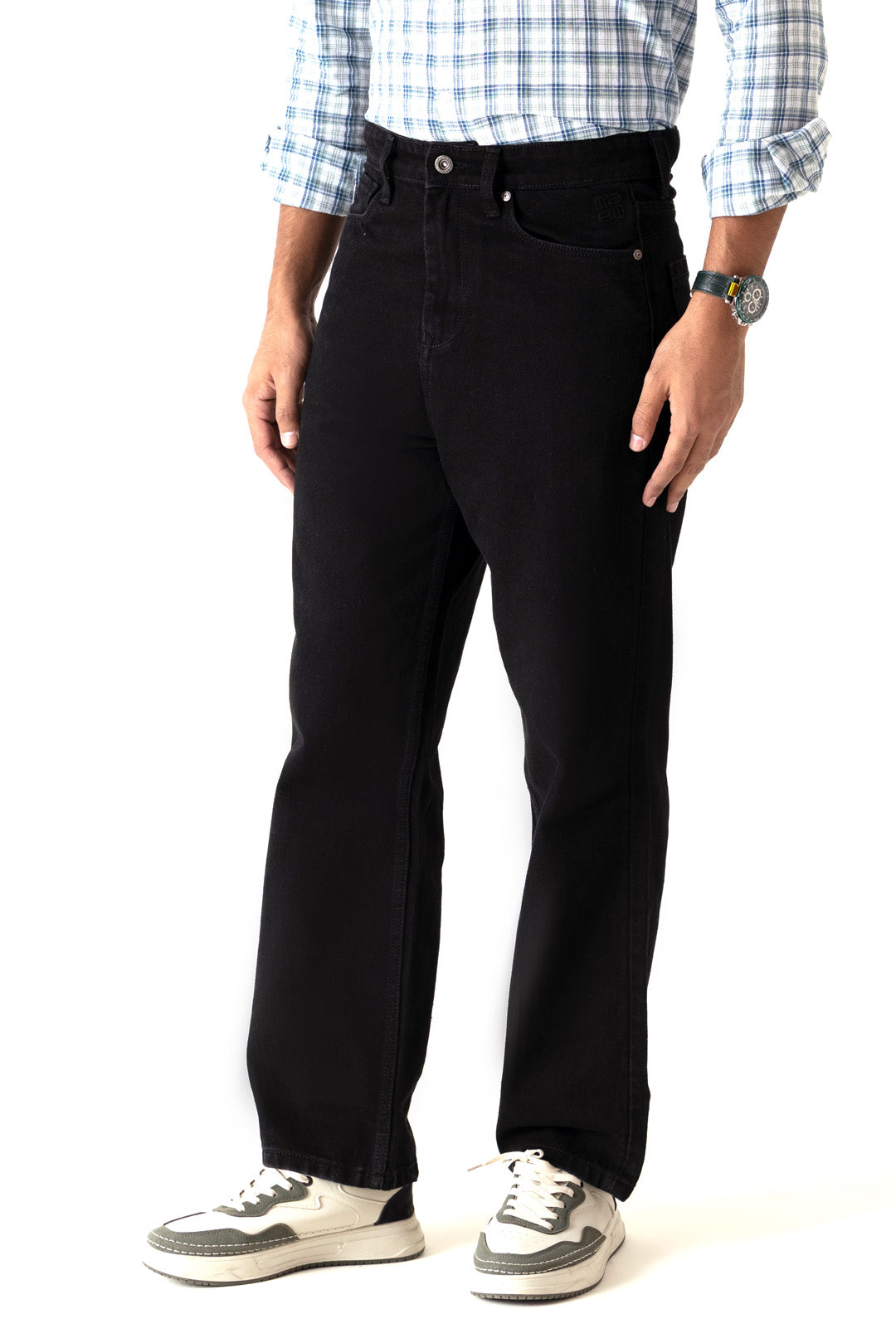 Relaxed Straight Black Colour Regular Five Pocket Jeans