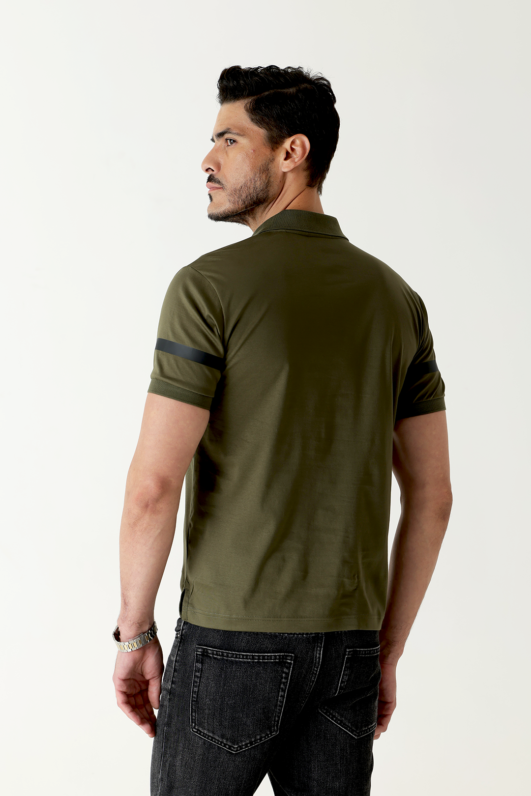Mercerised Cotton Night Olive Chest Branding Polo