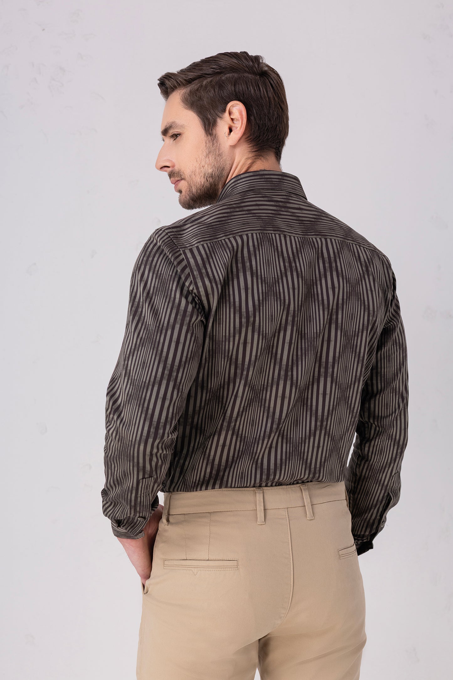 Premium Brown/Sage Satin Party Shirt. Vyne by Urban Thing.