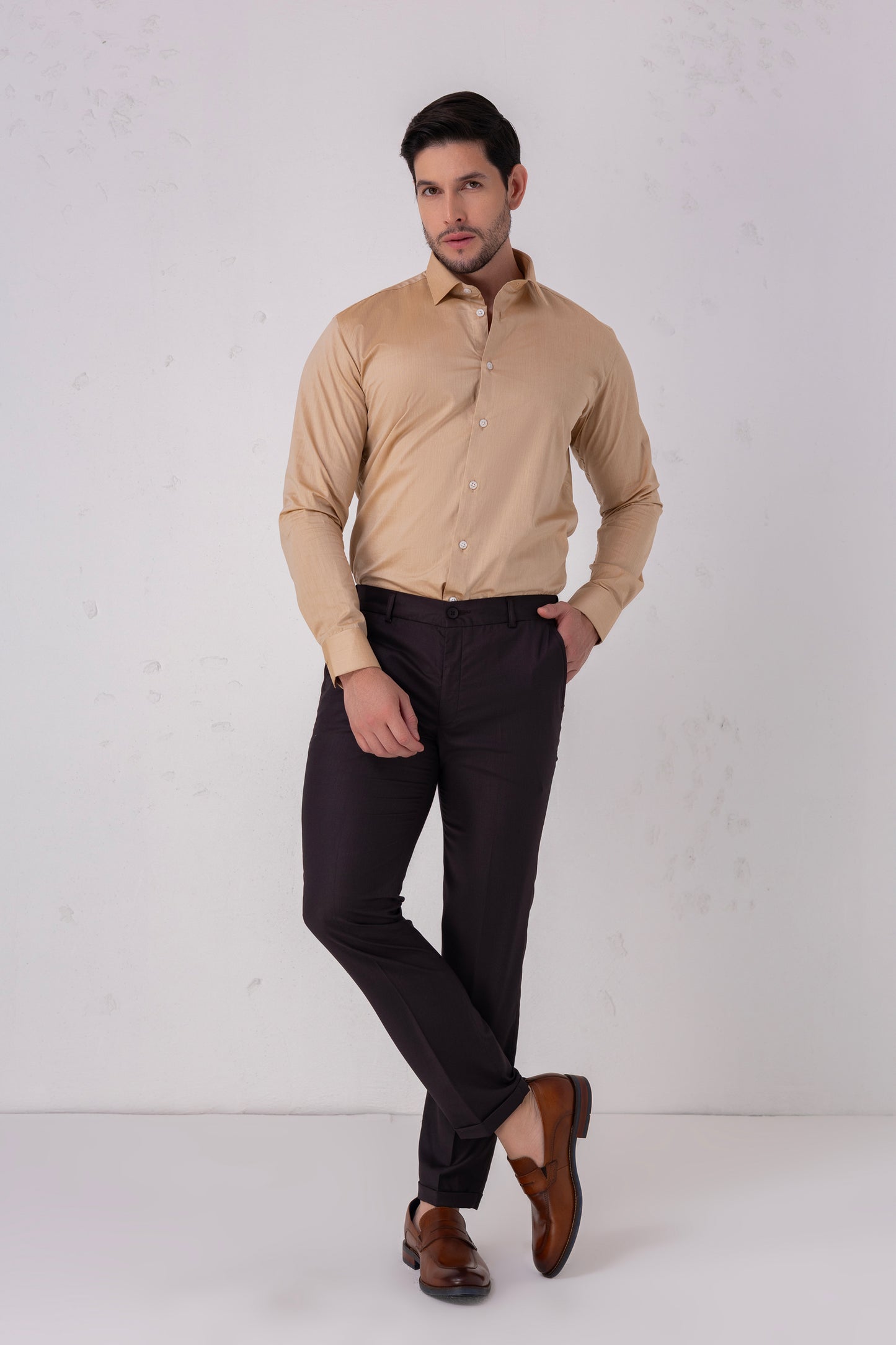 Beige Premium Cotton Formal Shirt. BE SHARP by Urban Thing.