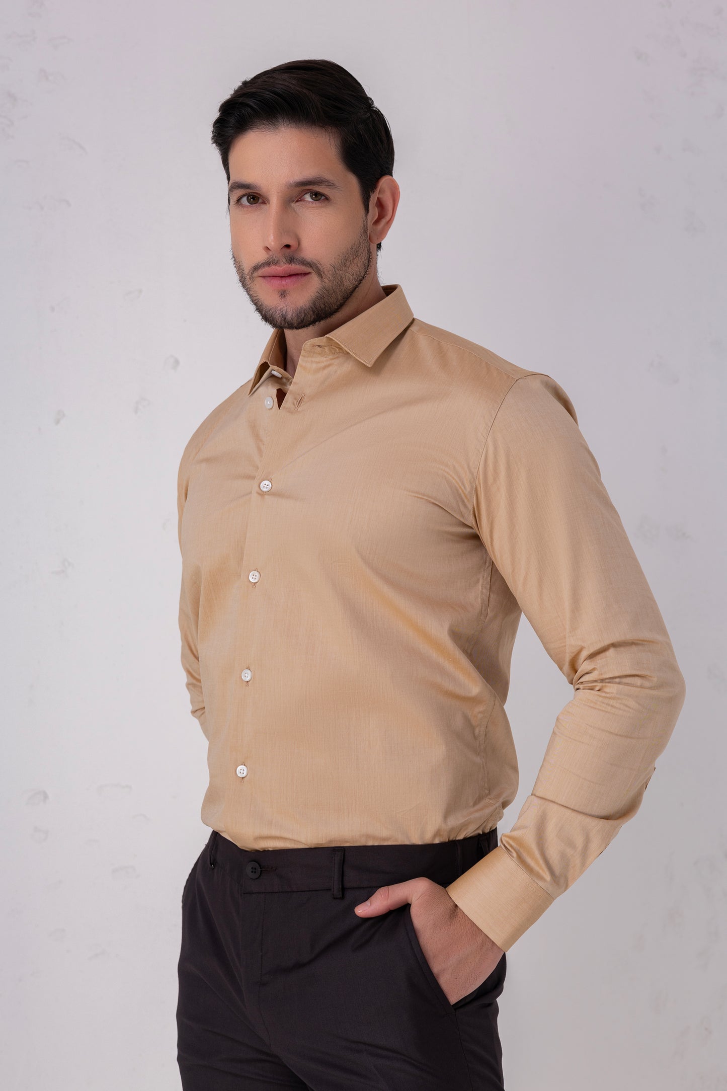 Beige Premium Cotton Formal Shirt. BE SHARP by Urban Thing.