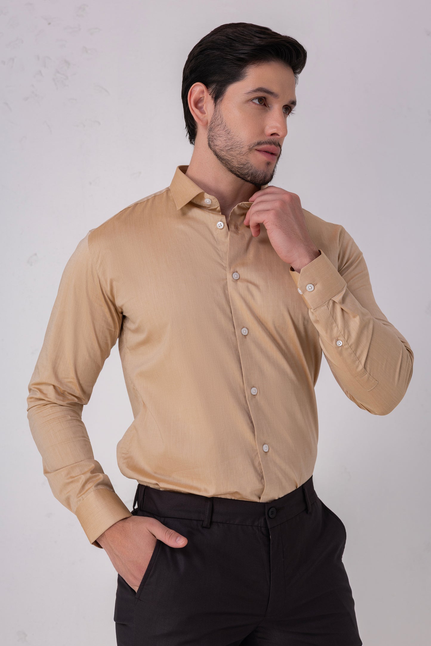 Beige Premium Cotton Formal Shirt. BE SHARP by Urban Thing.