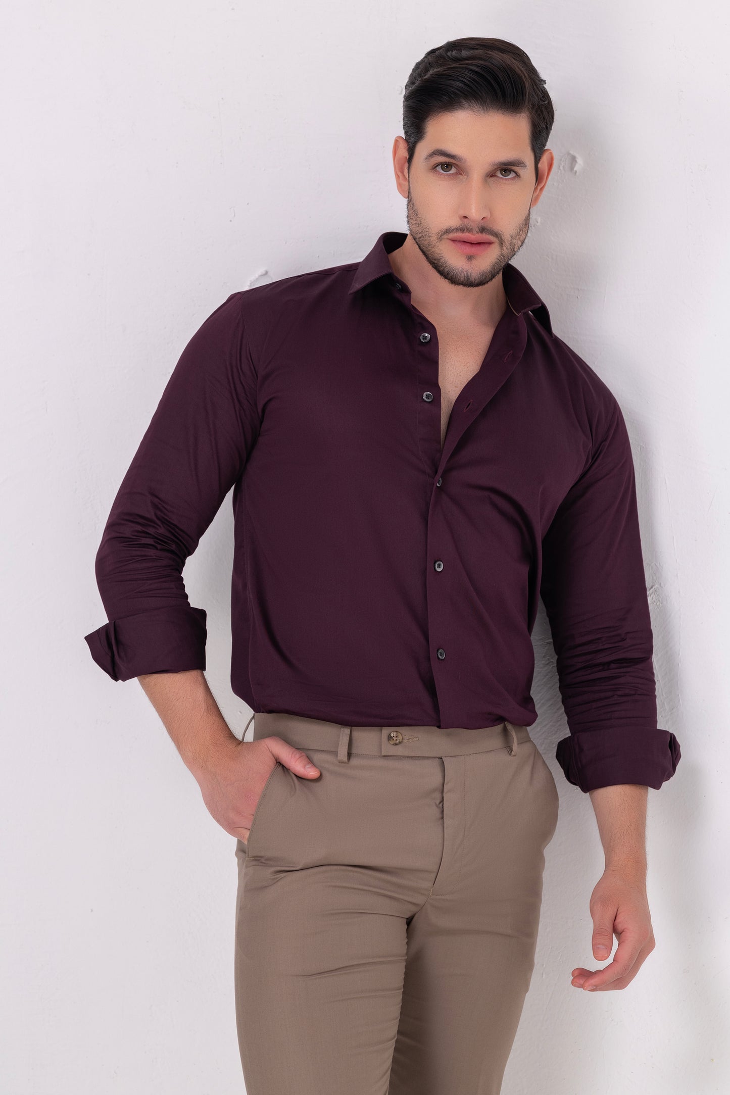 Burgundy Flat Weave Formal Shirt – BE SHARP by Urban Thing