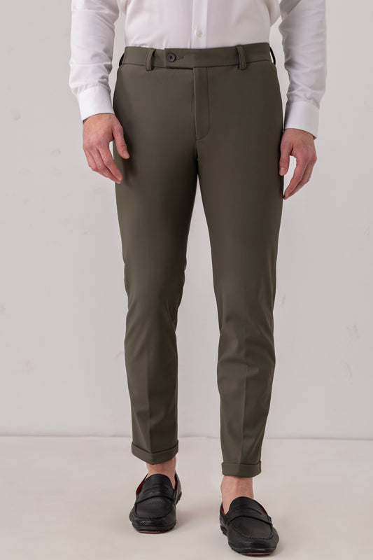 Olive TechFlex Slim-Fit Stretch Trouser for Men