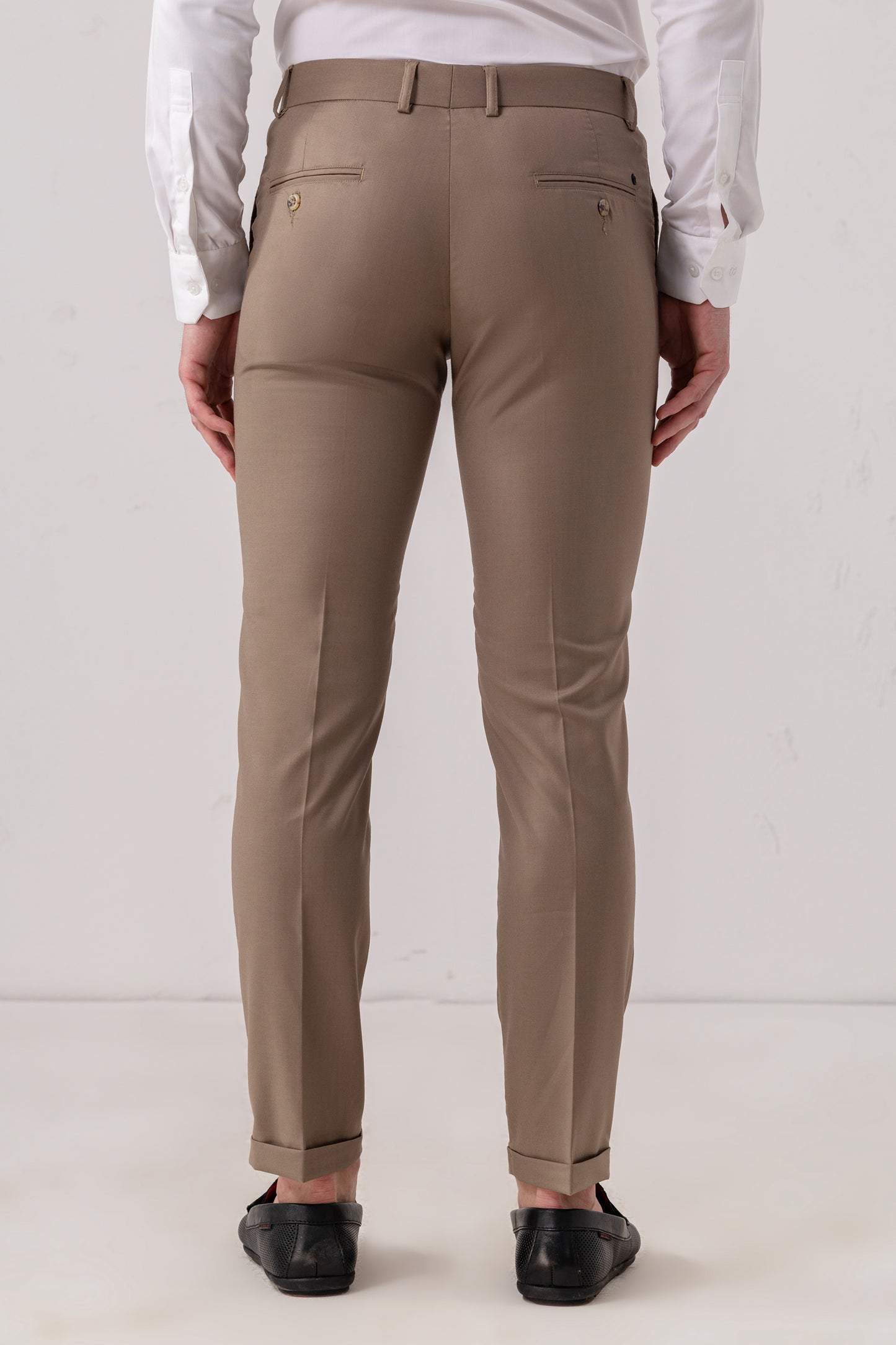 Urban Thing Classic Fit Brown Cotton Blend Trousers
