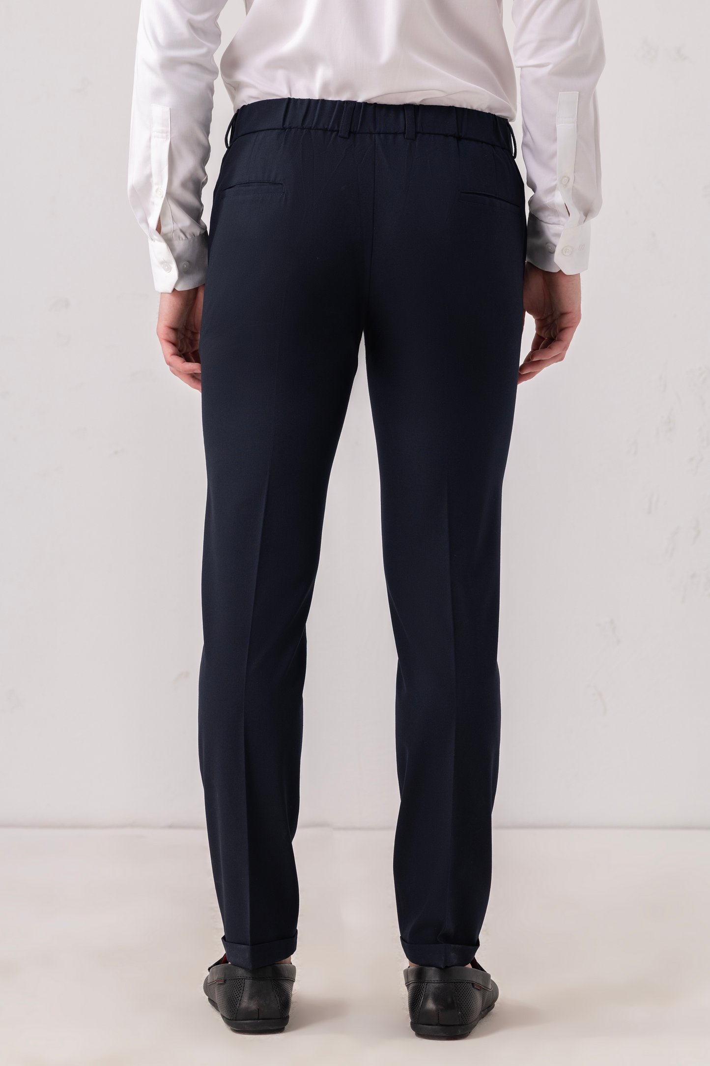 Urban Thing Navy Slim Fit Terry Rayon Formal Trouser