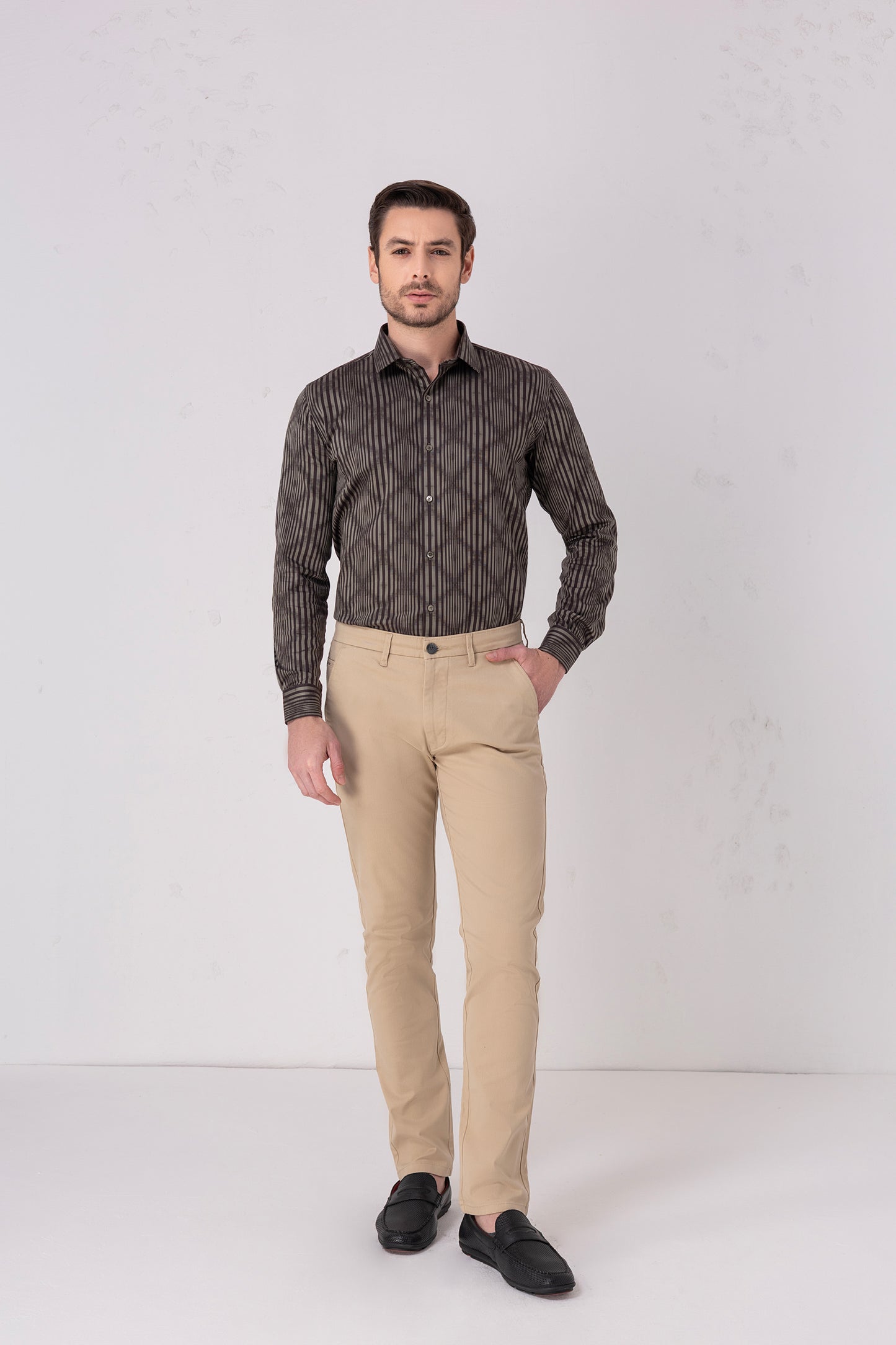 Premium Brown/Sage Satin Party Shirt. Vyne by Urban Thing.