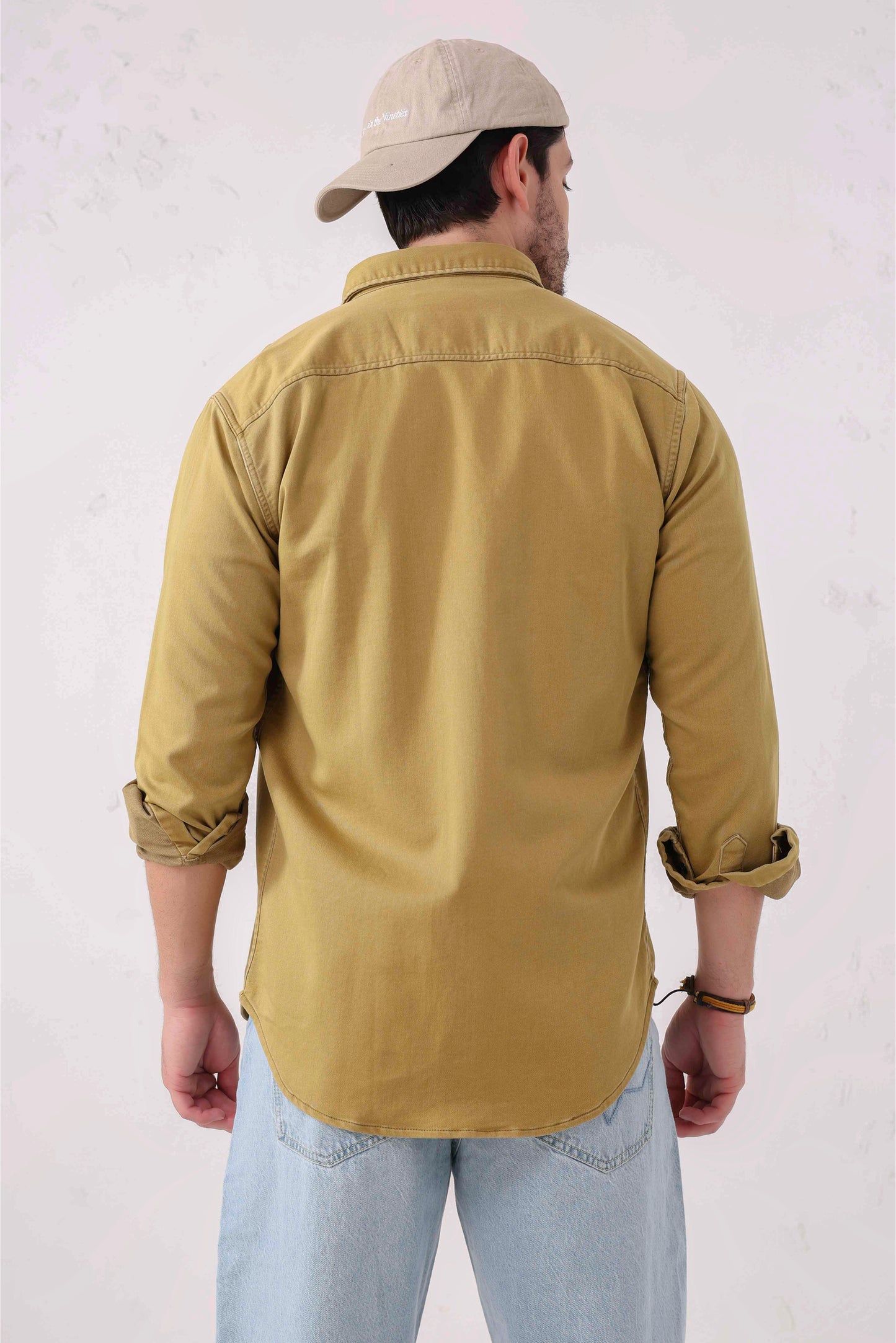 Khaki Double-Pocket Denim Shirt – Full Sleeves