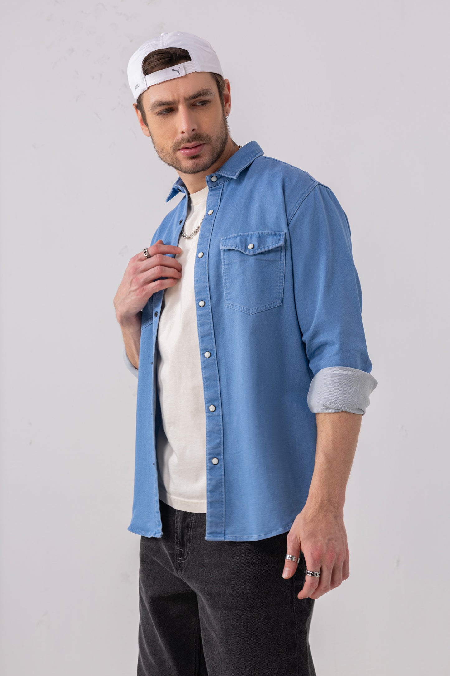 Denim Indigo Chambray  Blue Heritage Shirt – 100% Cotton