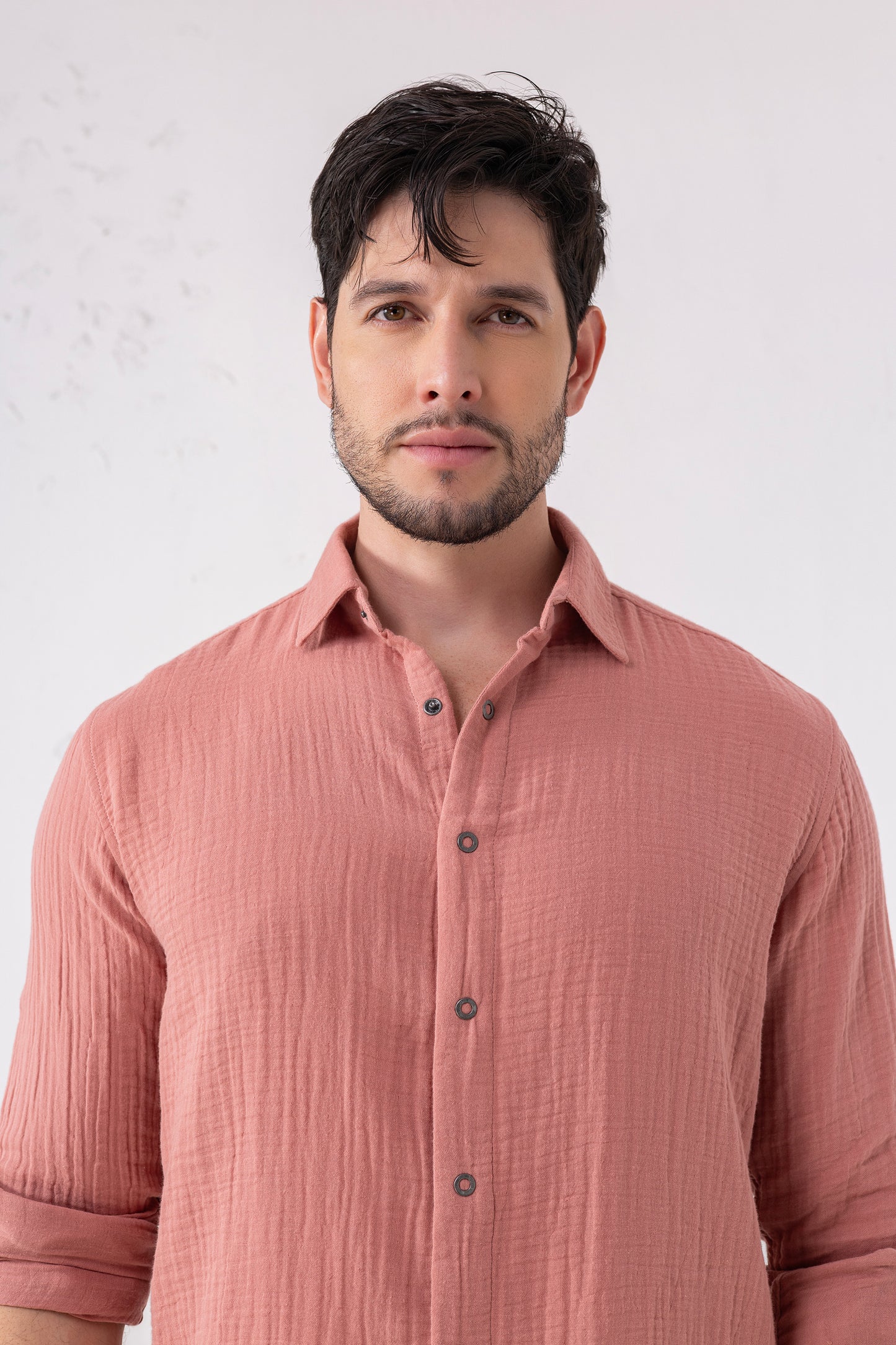 Dusty Seersucker Shirt – 100% Double-Layer Cotton