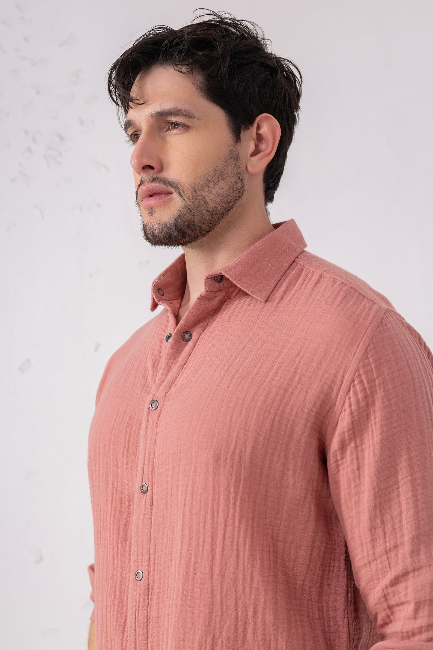 Dusty Seersucker Shirt – 100% Double-Layer Cotton