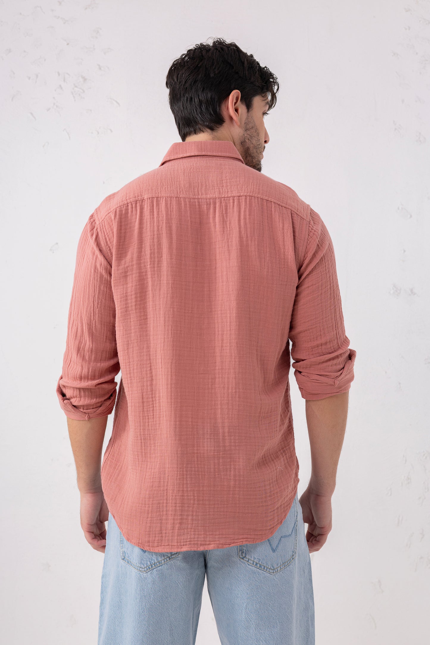 Dusty Seersucker Shirt – 100% Double-Layer Cotton