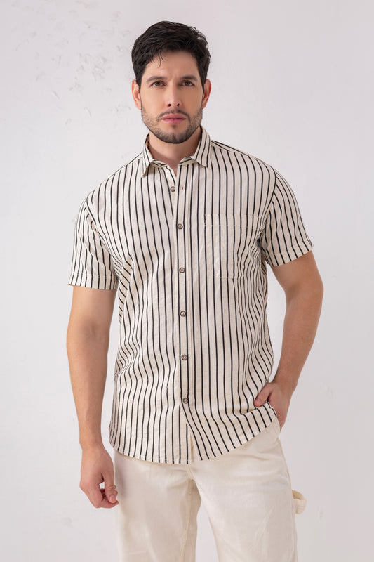 Half Sleeve Striped Shirt – 100% Cotton