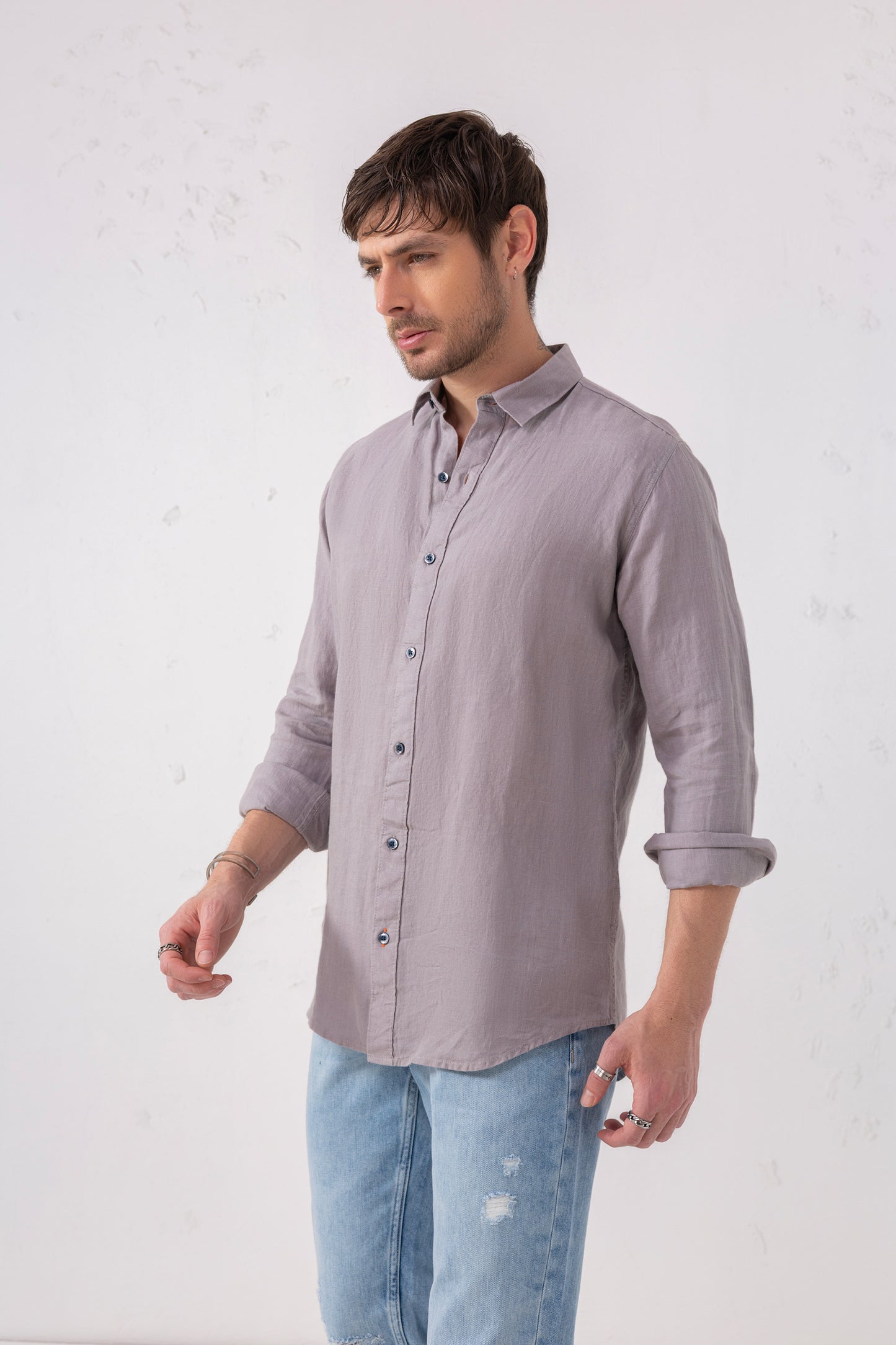 Pure Linen Shirt – Full Sleeve | Solid Color Elegance