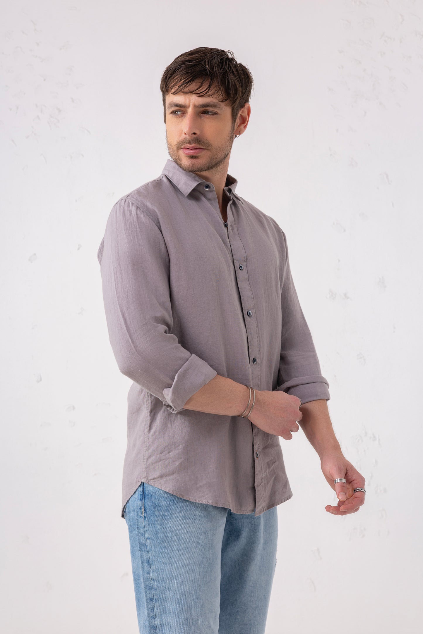 Pure Linen Shirt – Full Sleeve | Solid Color Elegance