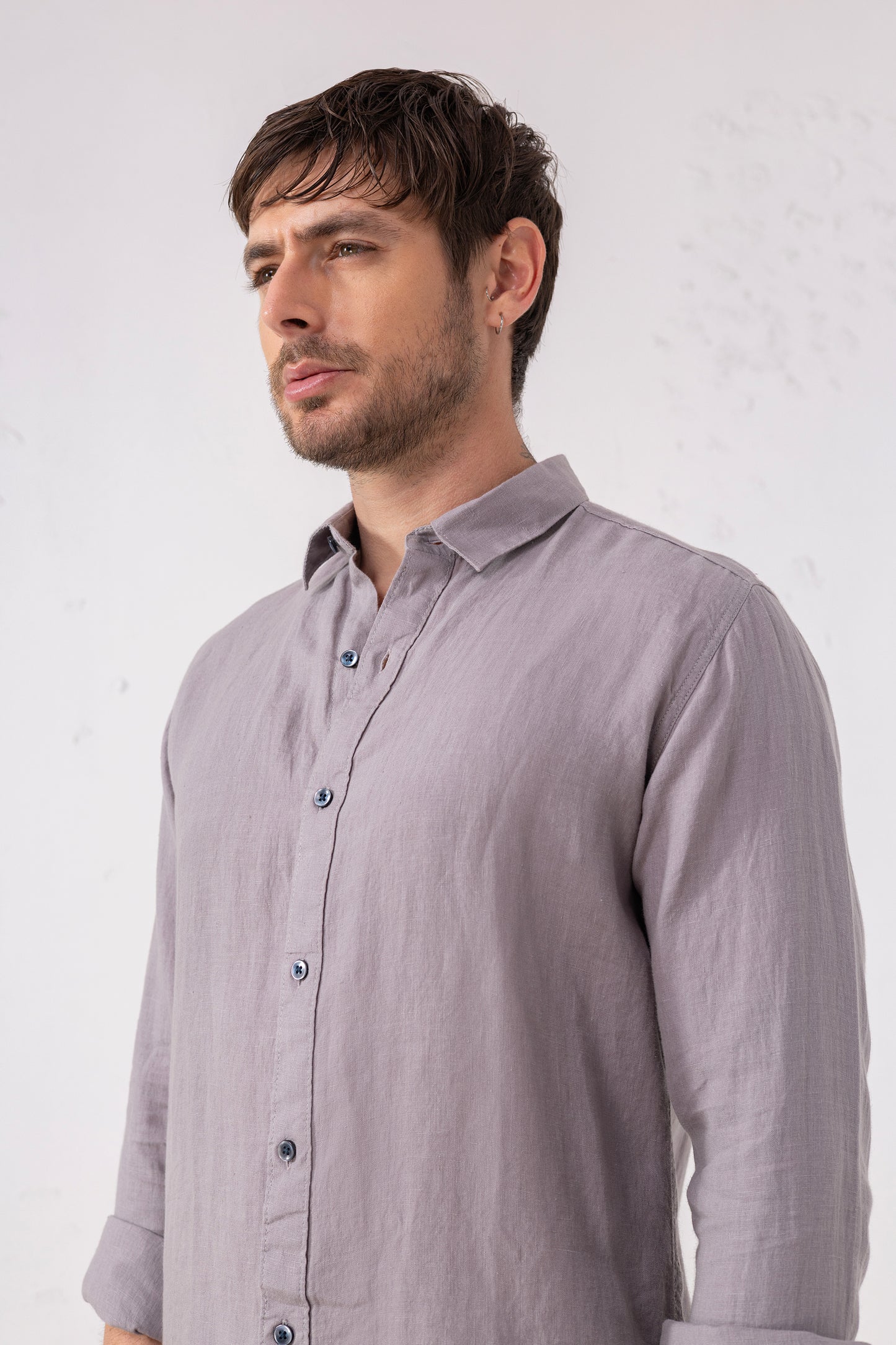 Pure Linen Shirt – Full Sleeve | Solid Color Elegance