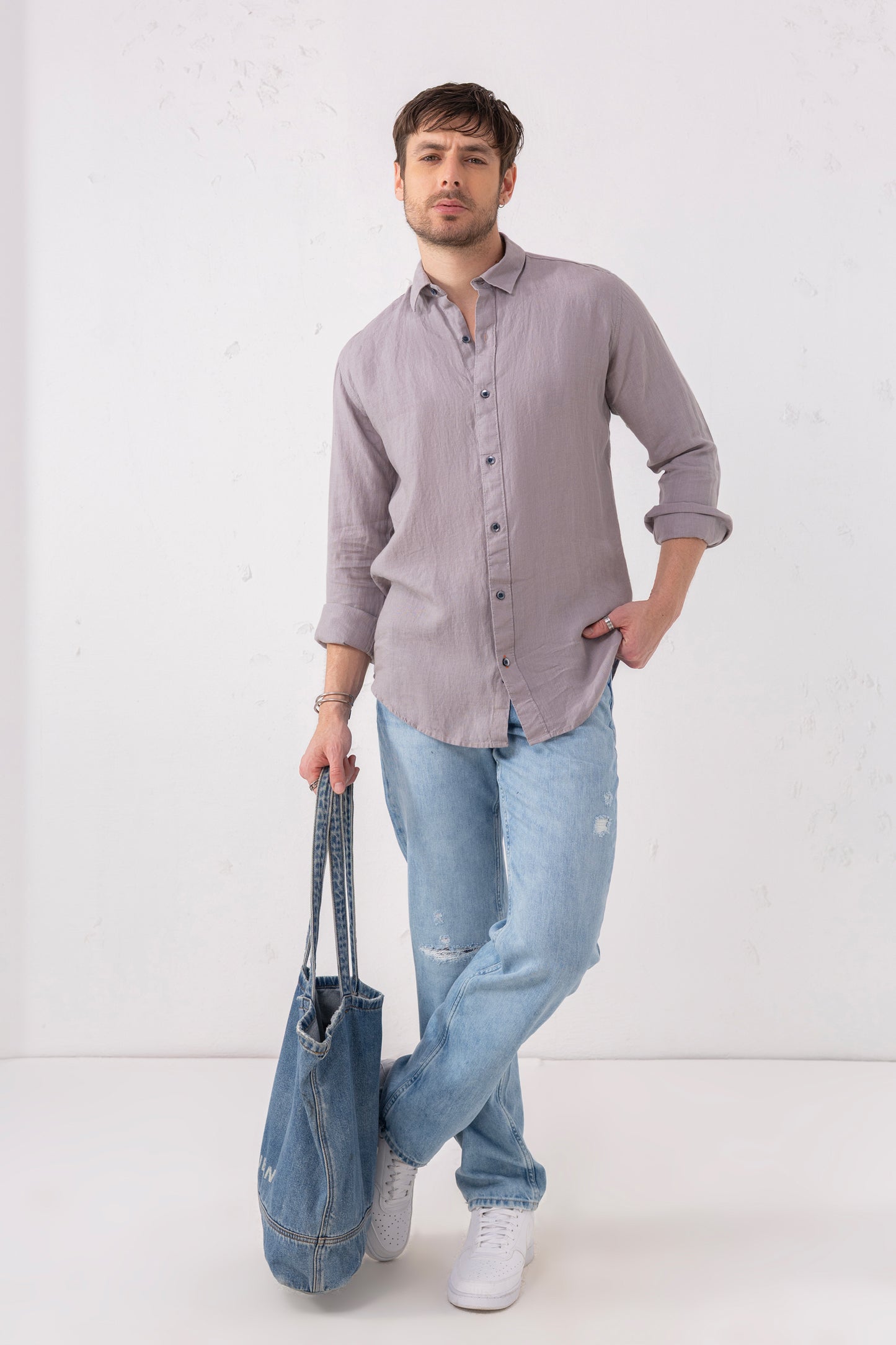 Pure Linen Shirt – Full Sleeve | Solid Color Elegance