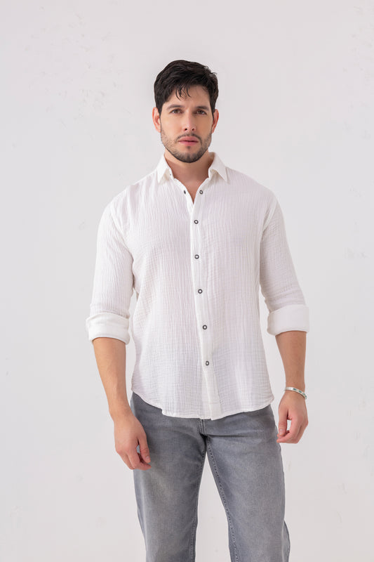 Double Cloth Breeze White Casual Shirt