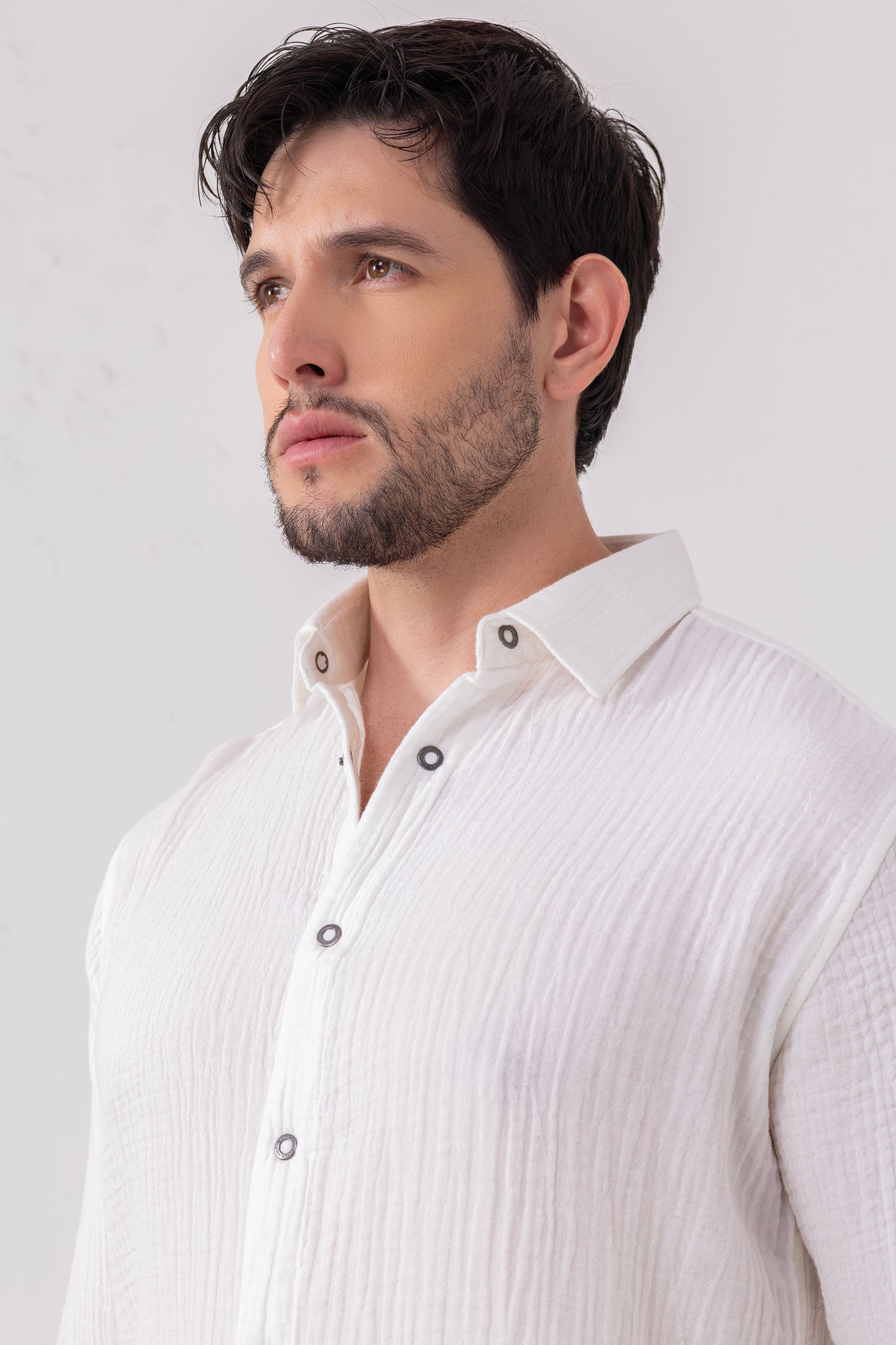 Double Cloth Breeze White Casual Shirt