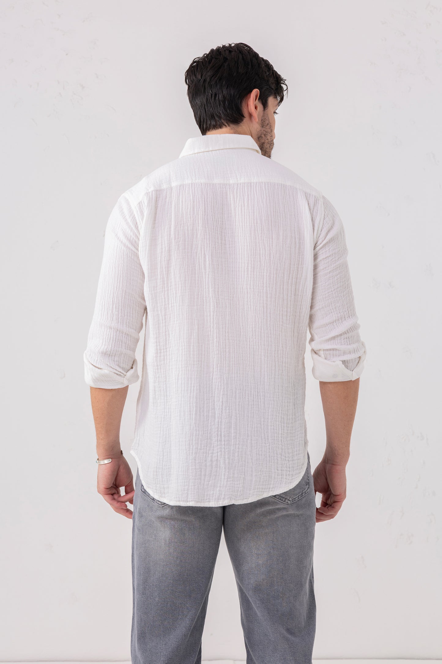 Double Cloth Breeze White Casual Shirt