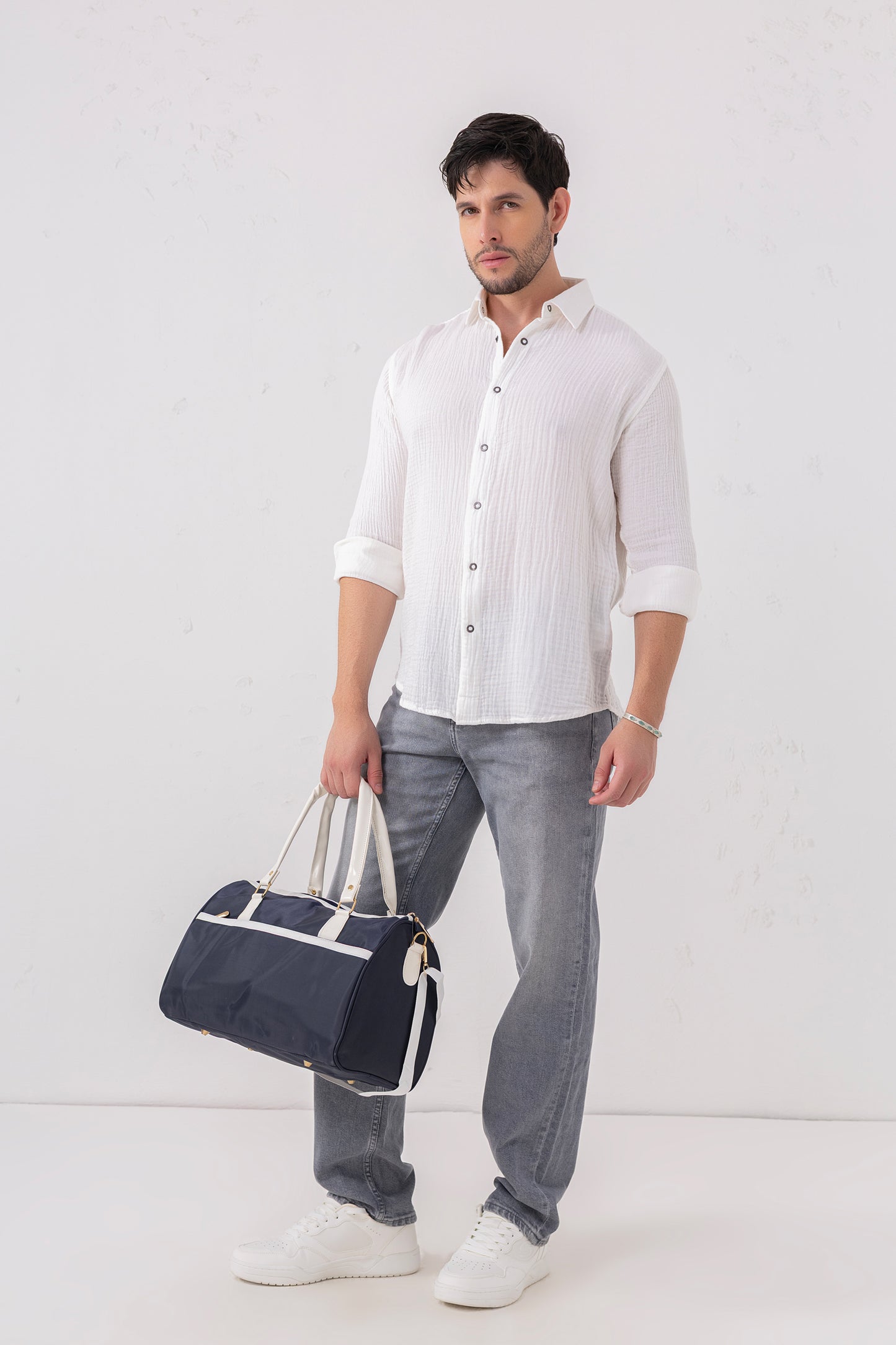 Double Cloth Breeze White Casual Shirt