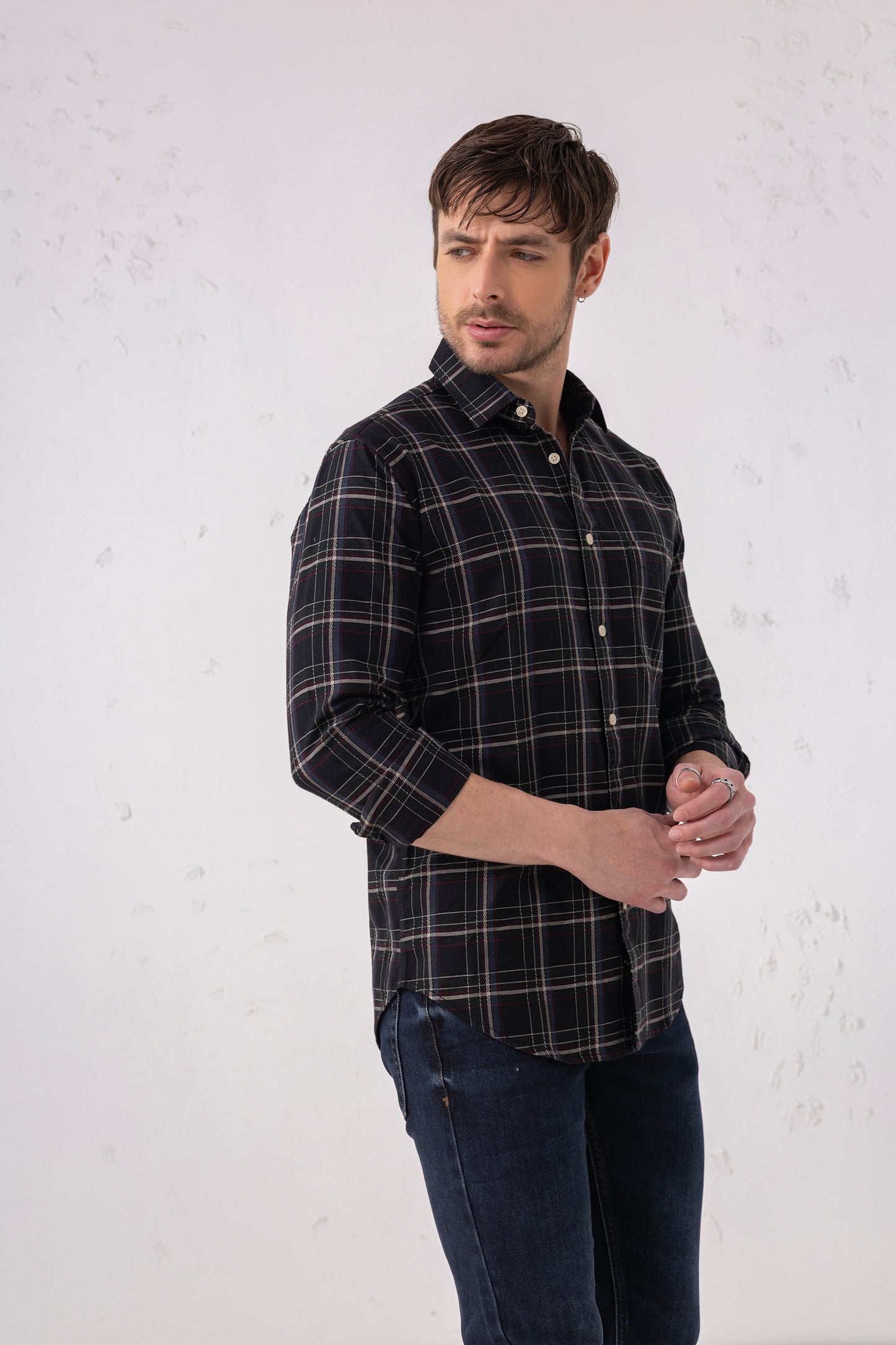 Navy Check Mastery Shirt 100% Cotton