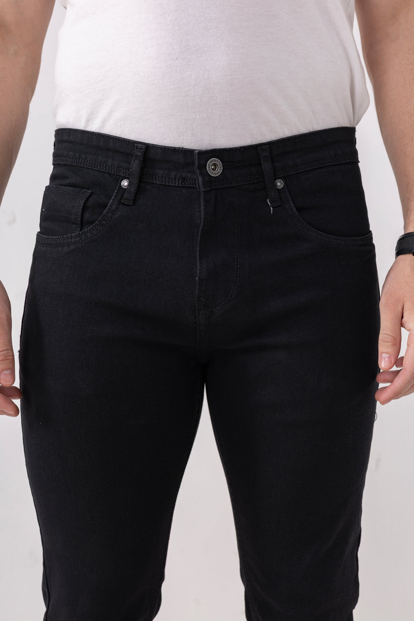 Urban Thing Men’s Jet Black Clean Look Stretch Denim Jeans