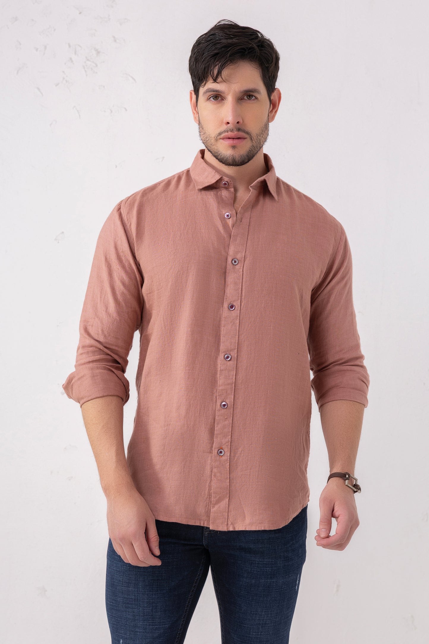 Terracotta Pure Linen Full Sleeve Shirt