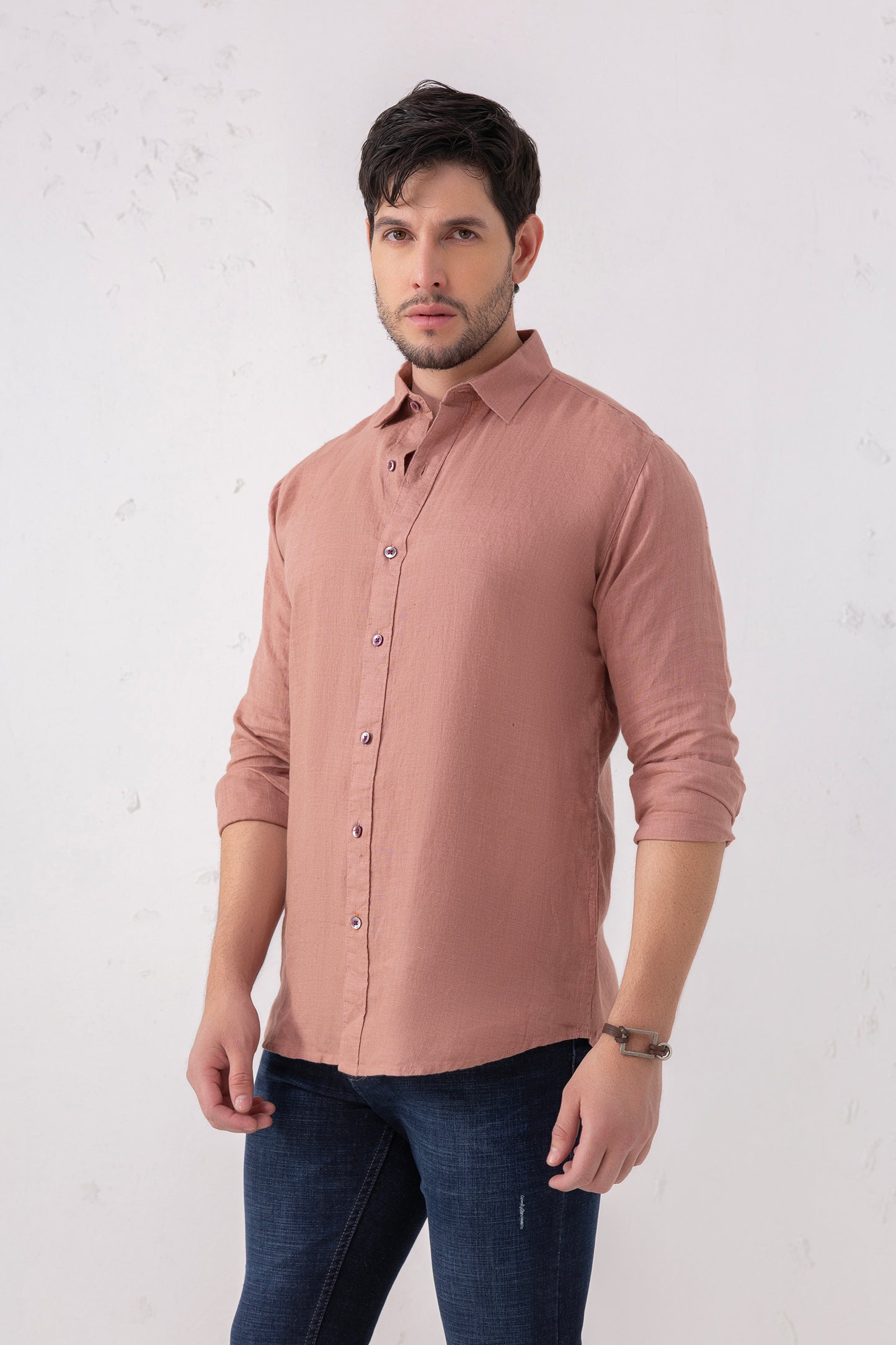 Terracotta Pure Linen Full Sleeve Shirt