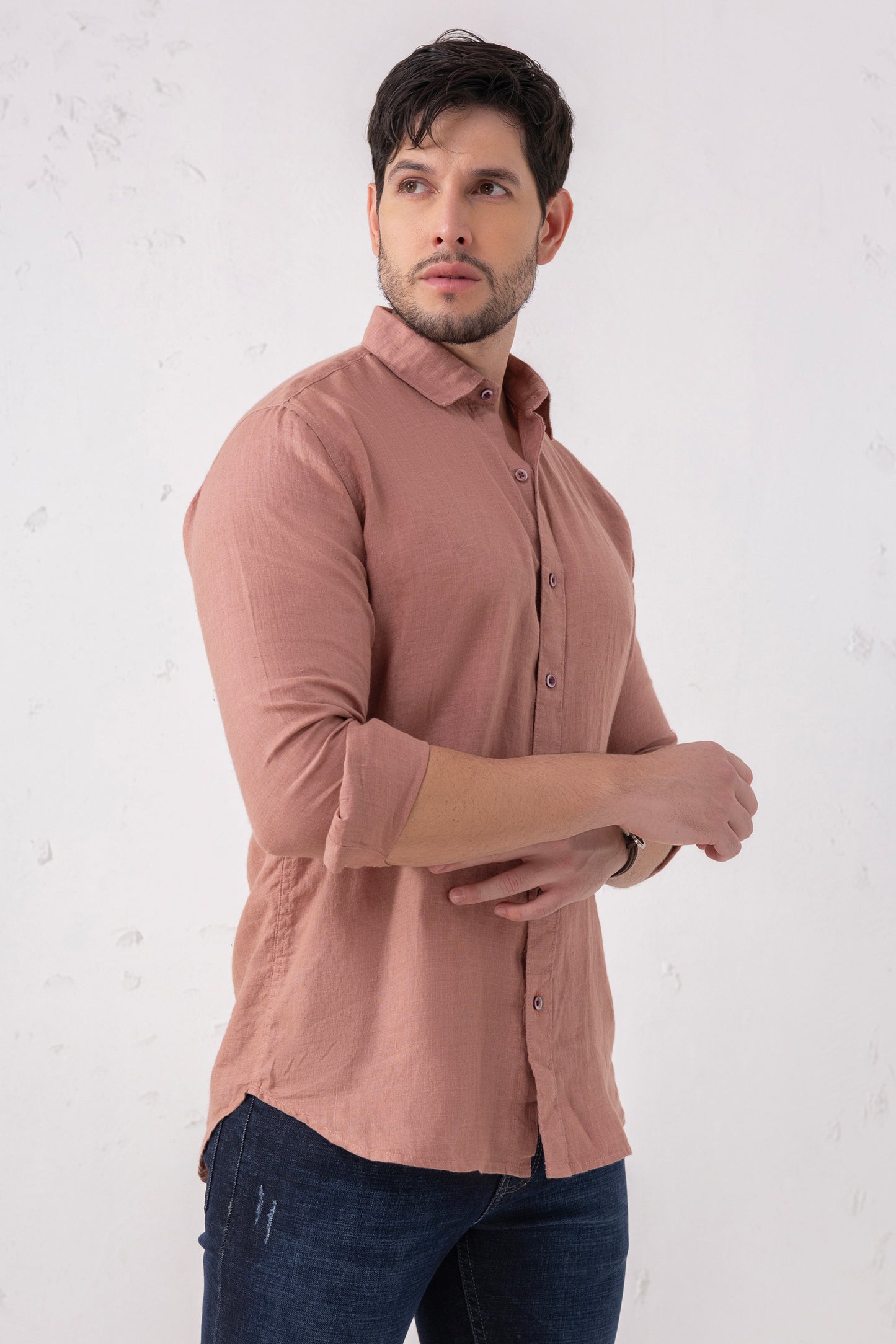 Terracotta Pure Linen Full Sleeve Shirt