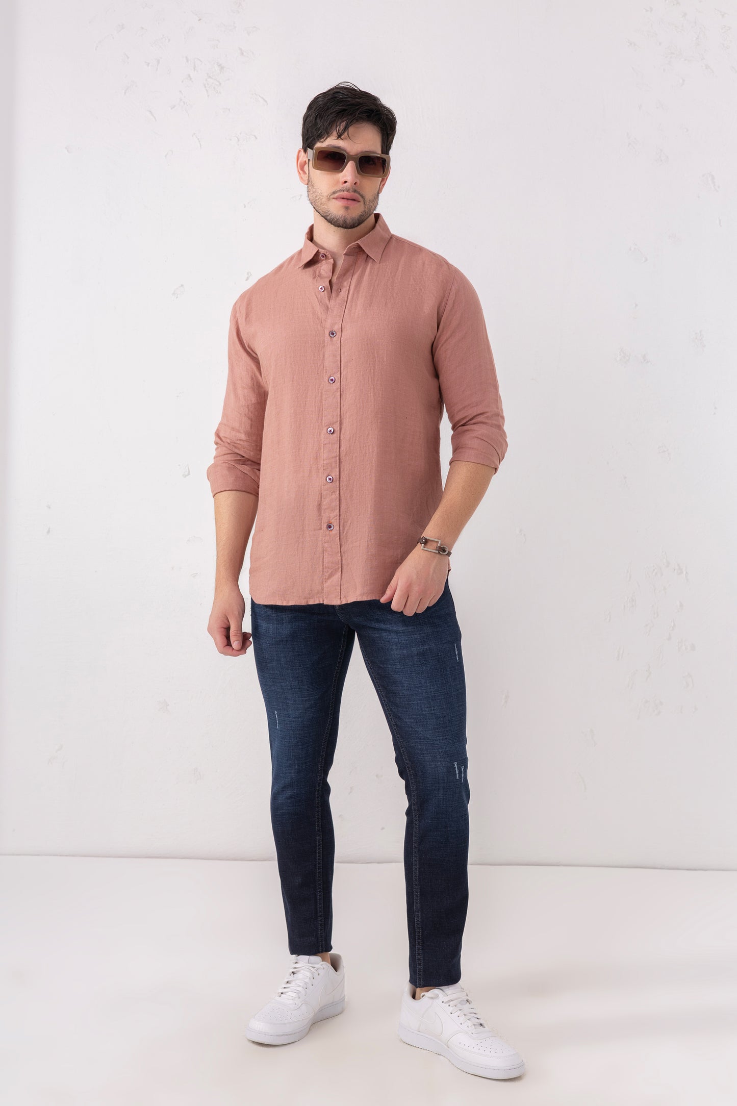 Terracotta Pure Linen Full Sleeve Shirt