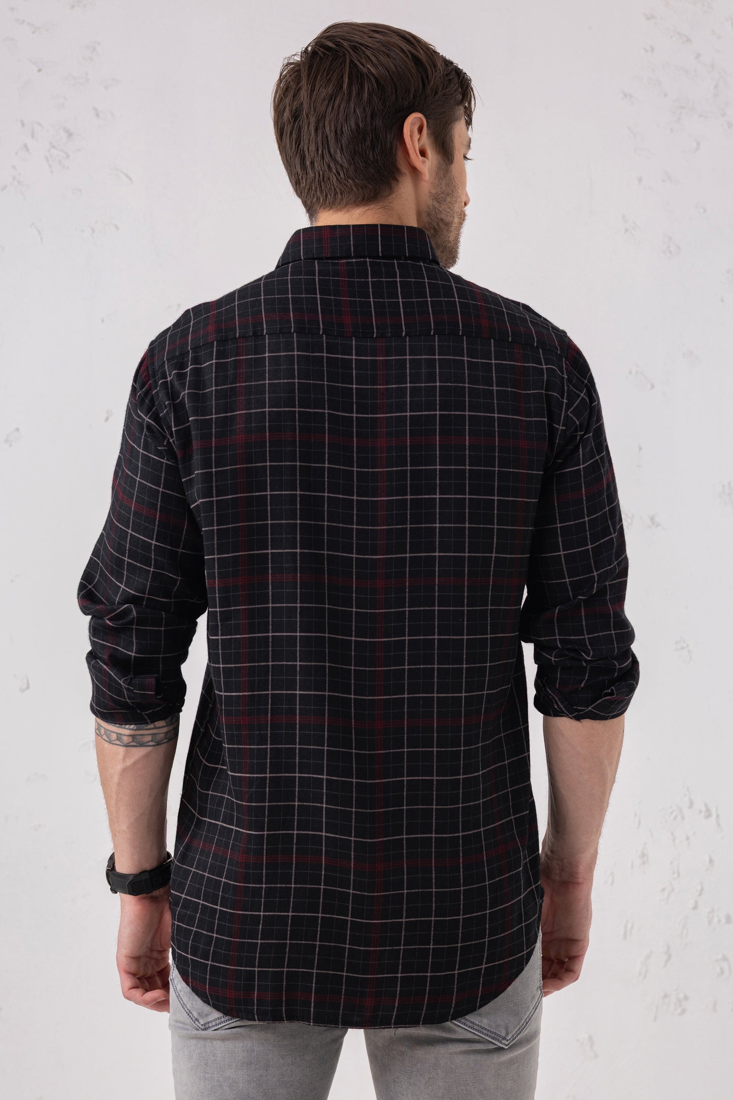 Black & Maroon Grid Shirt