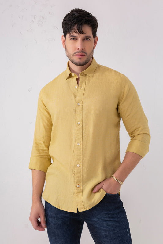 Mustard Yellow European Linen Shirt