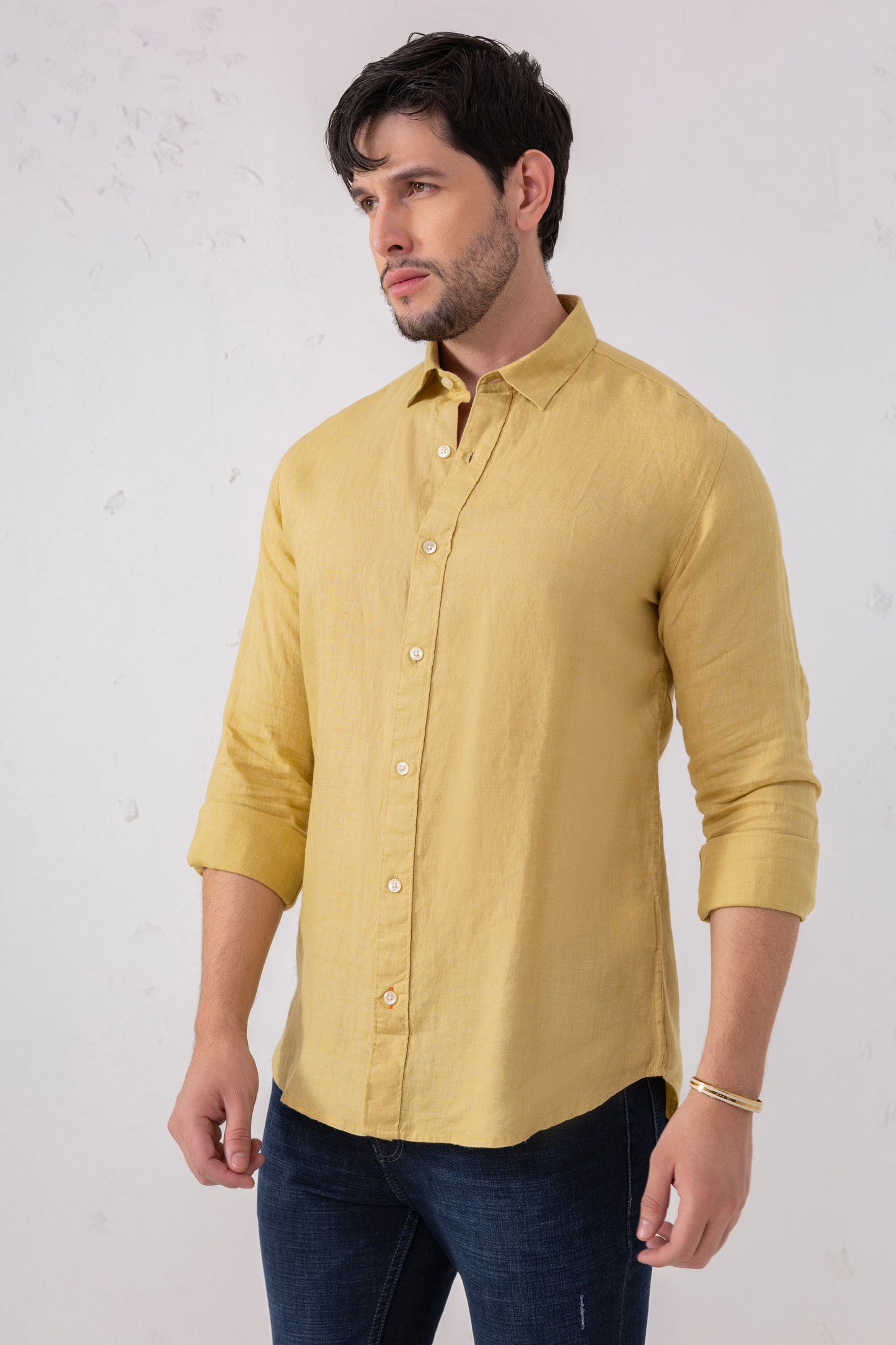 Mustard Yellow European Linen Shirt
