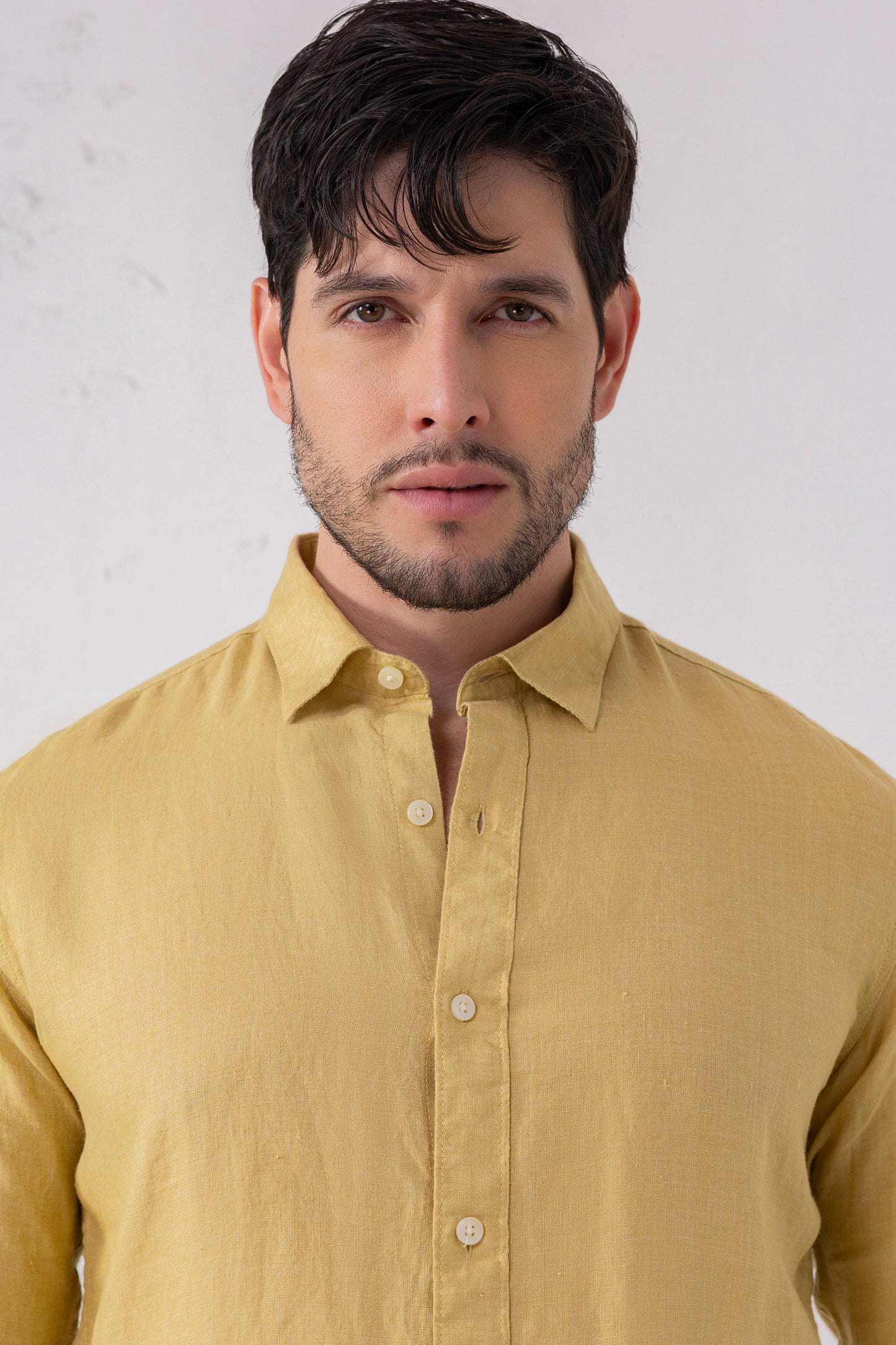Mustard Yellow European Linen Shirt