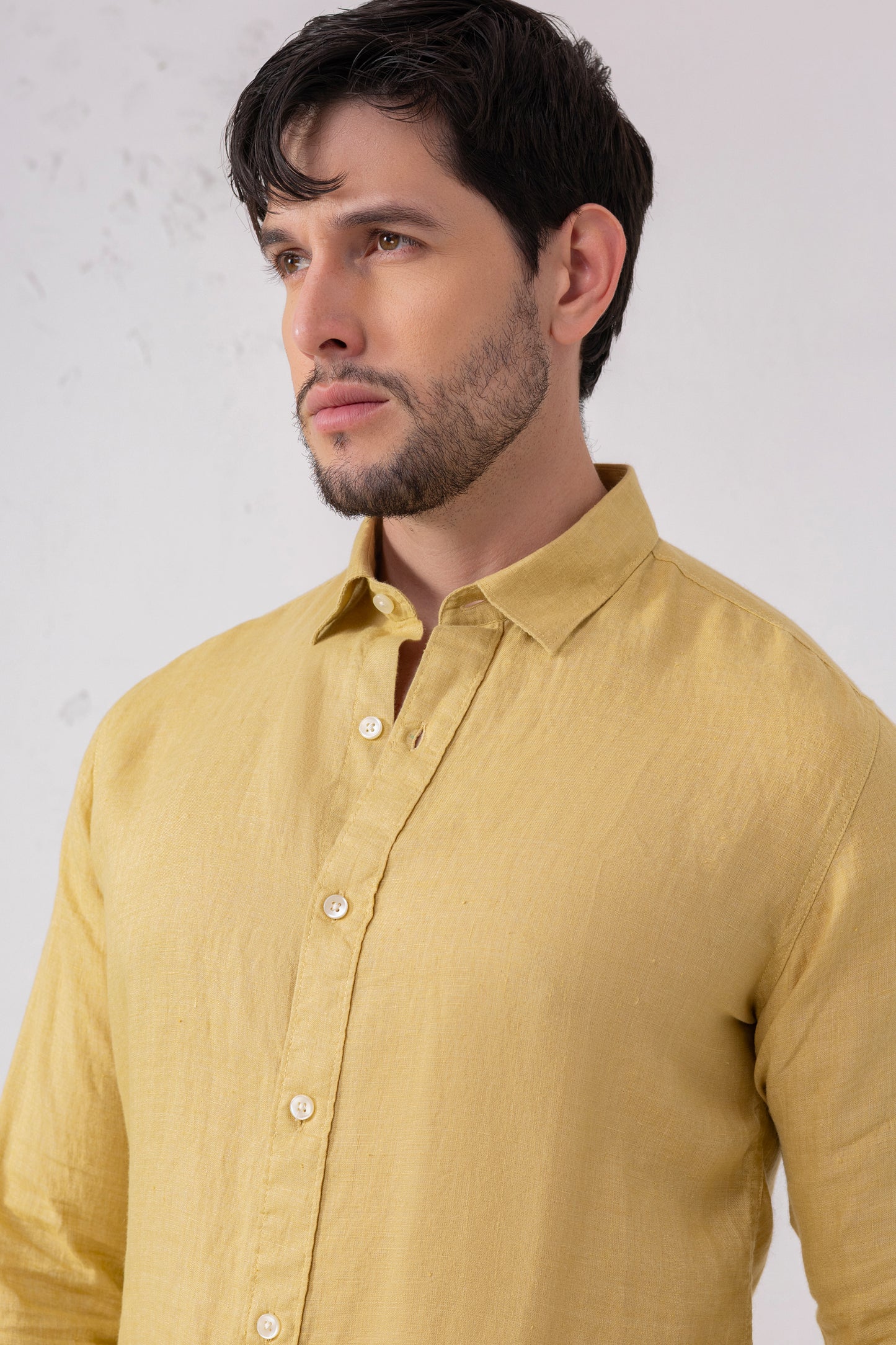 Mustard Yellow European Linen Shirt