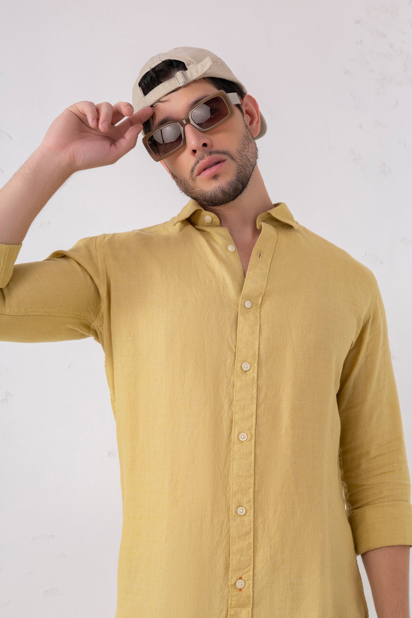 Mustard Yellow European Linen Shirt