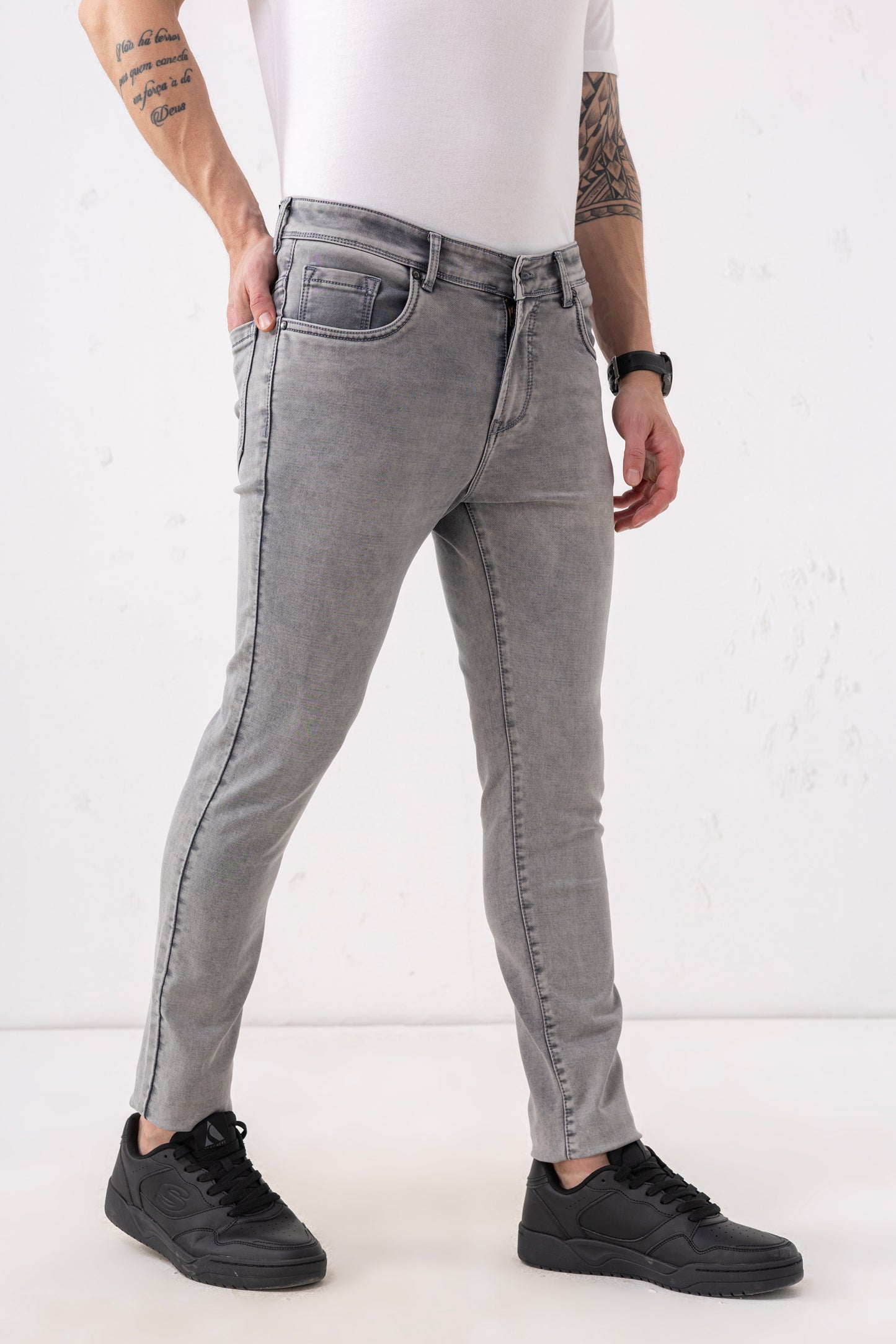Urban Thing Grey Stonewashed Slim Fit Jeans