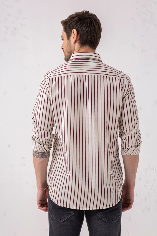 Striped Cotton Shirt in Rust