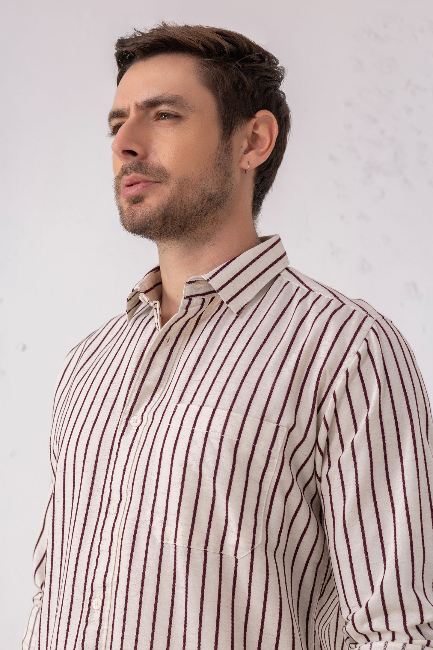 Striped Cotton Shirt in Rust