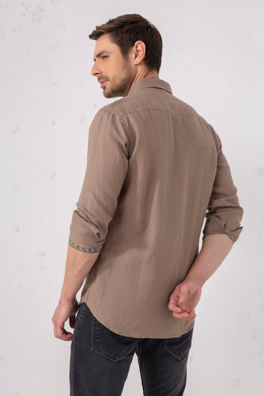 Mauve Casual Pure Linen Shirt