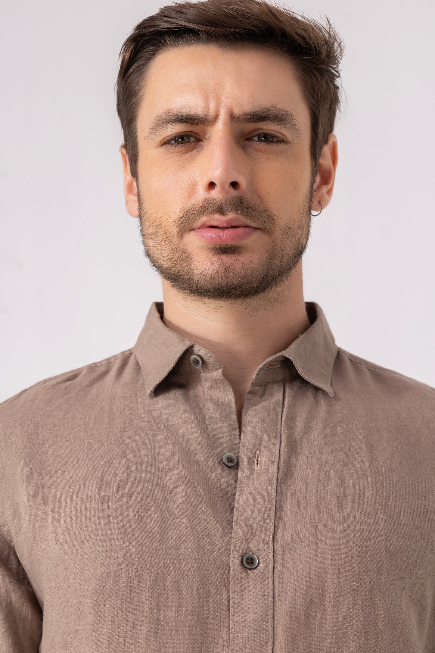 Mauve Casual Pure Linen Shirt