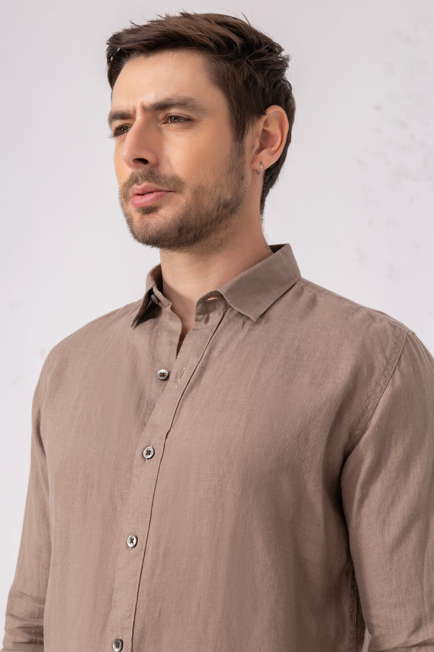 Mauve Casual Pure Linen Shirt