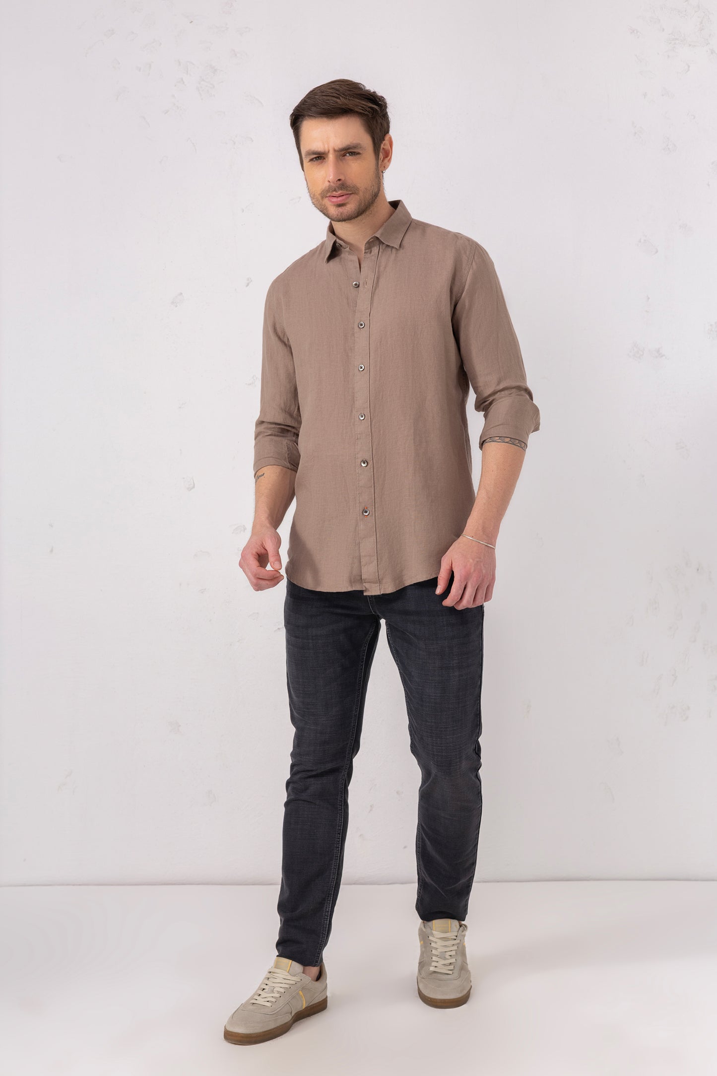 Mauve Casual Pure Linen Shirt