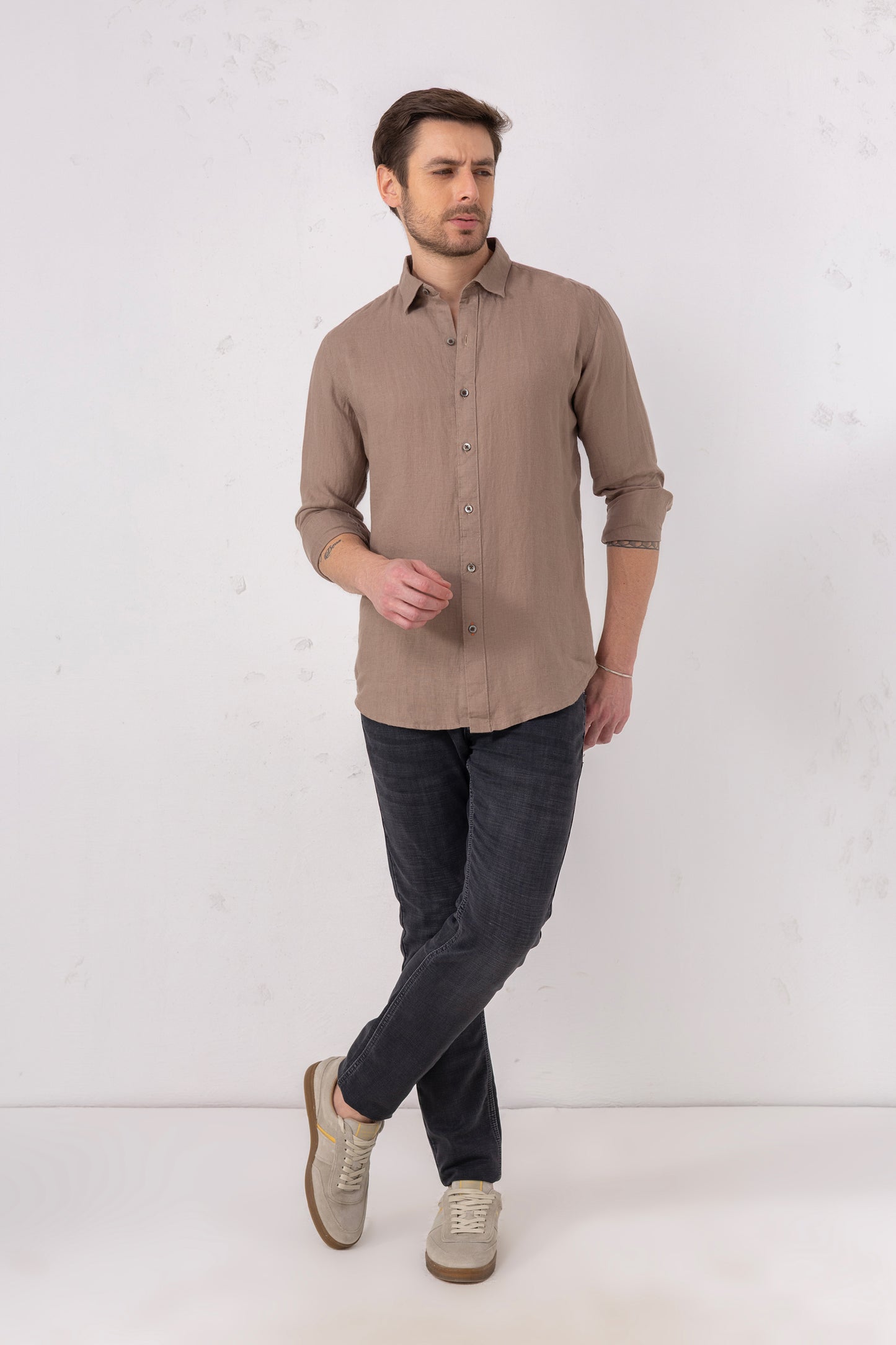 Mauve Casual Pure Linen Shirt