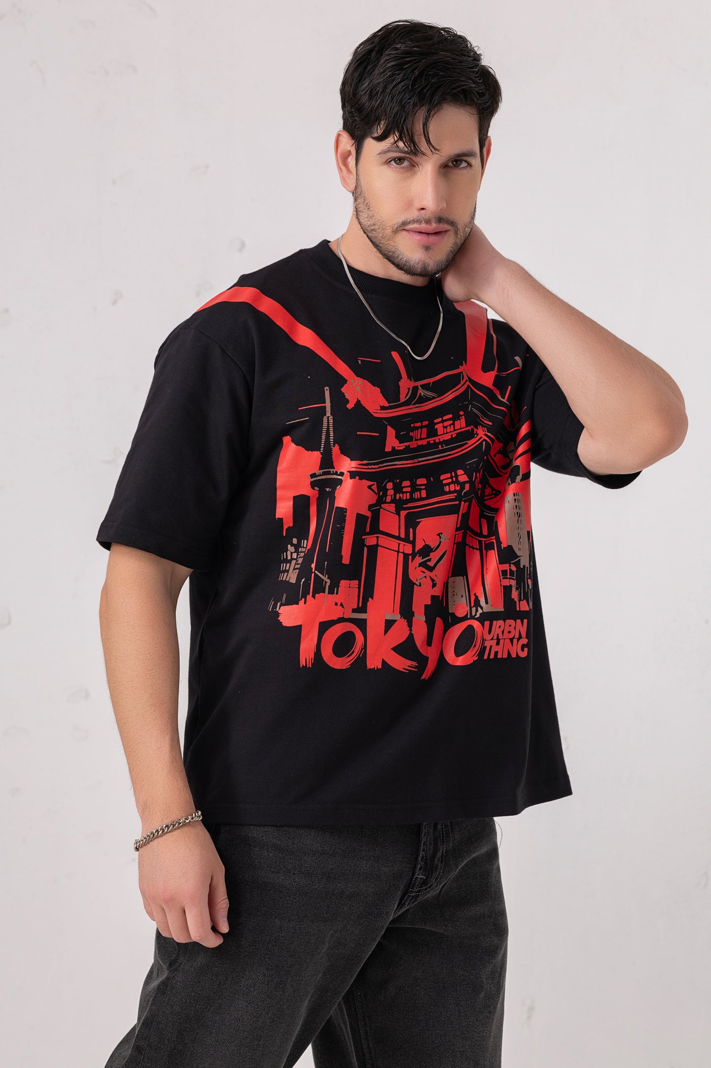 Midnight Tokyo Oversized Print T-shirt
