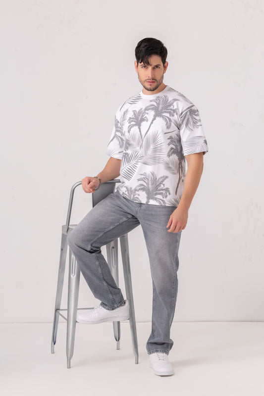 Palm Print All Over Oversized Tee
